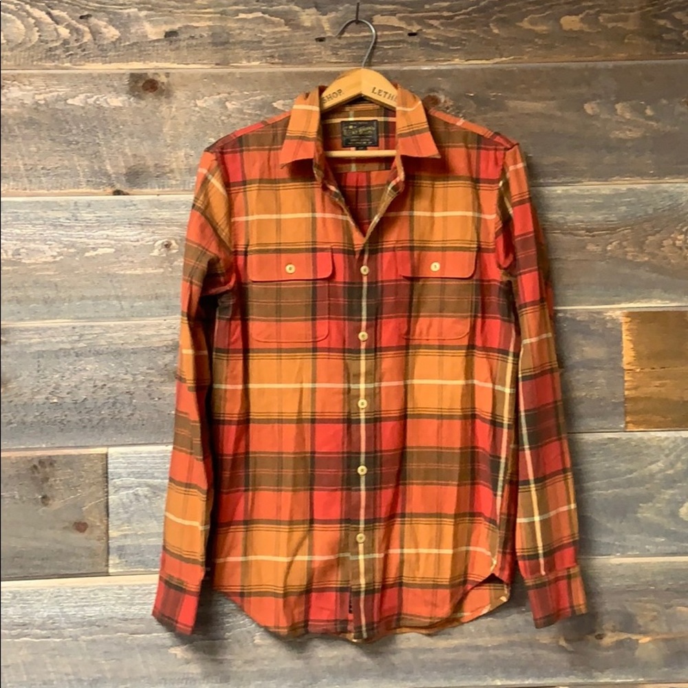 Lucky Brand Plaid Flannel Shirt Orange Size S